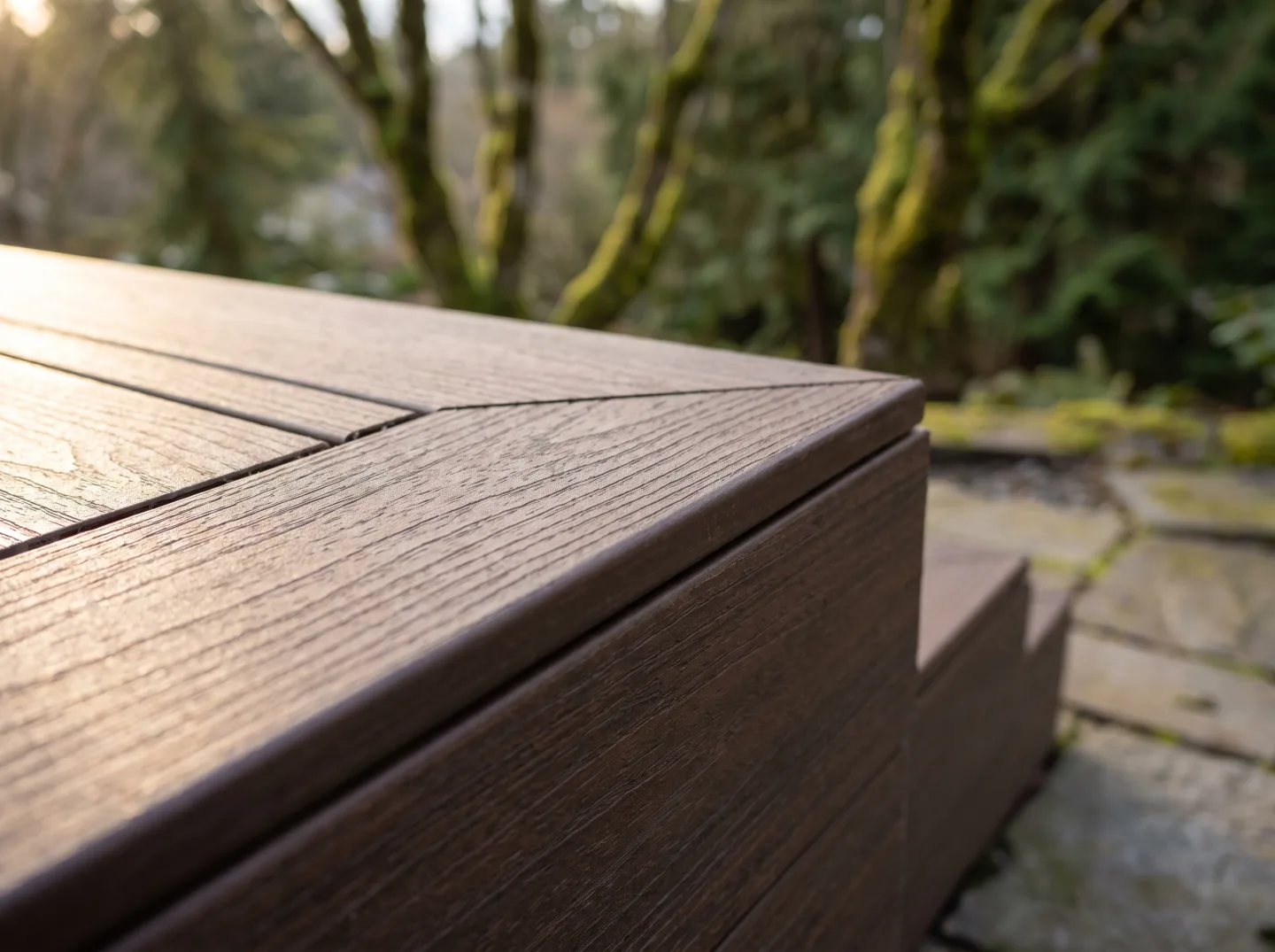 Perfect mitered picture-frame corner joint of composite deck boards